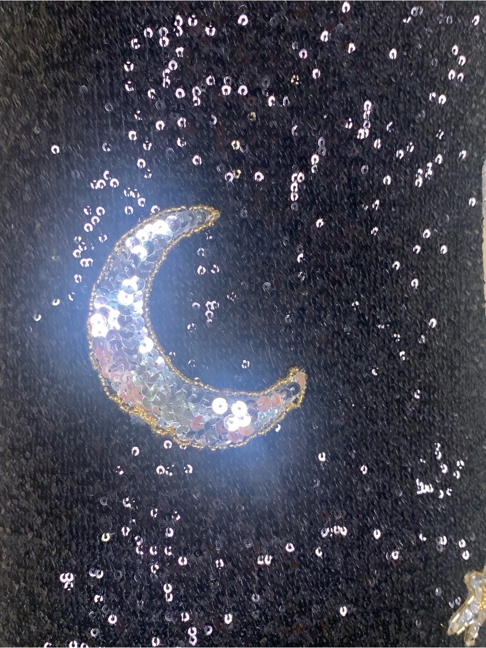 EastnWest Sequin Star Mini Dress Celestial Moon Black Size S - Picture 5 of 10